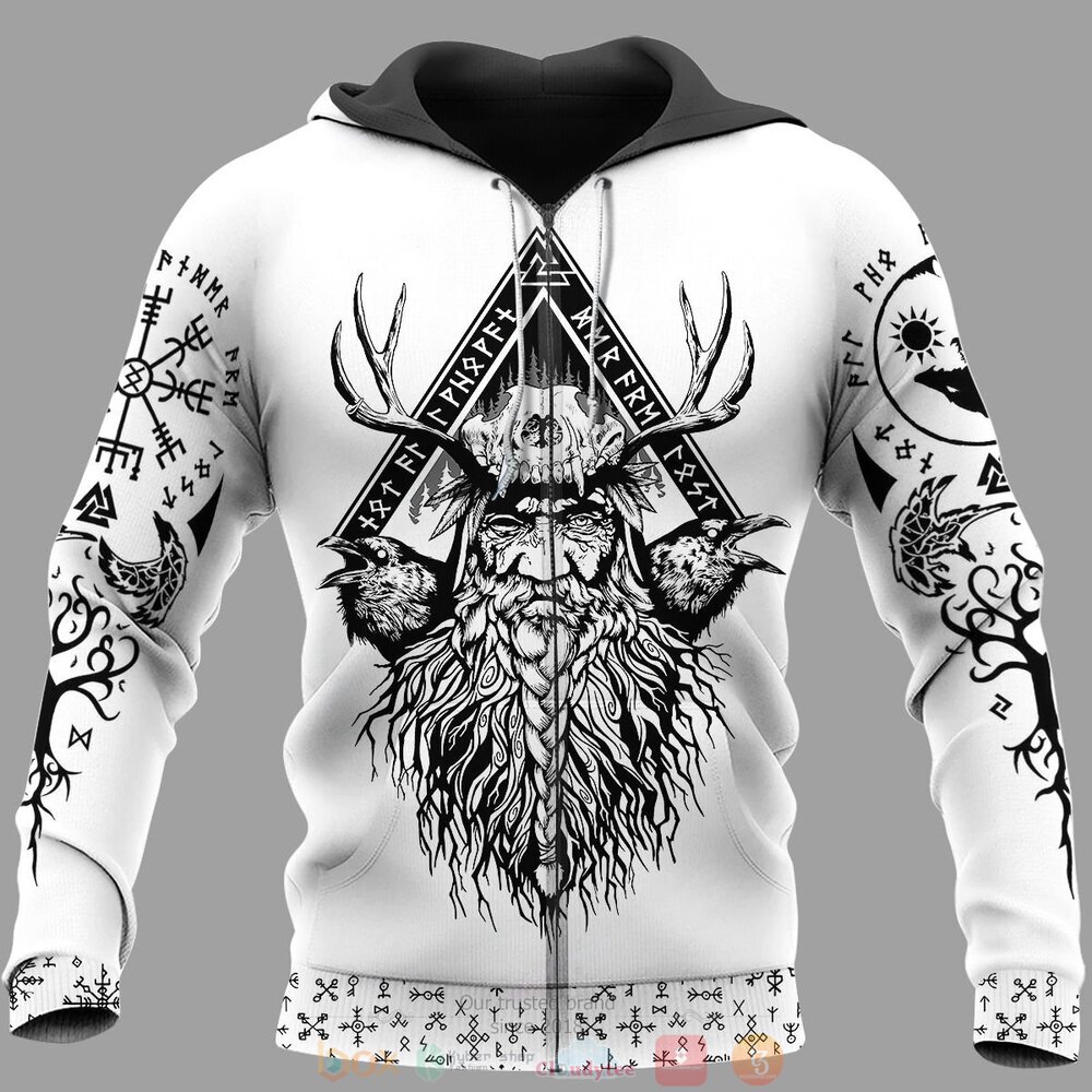 Odin Raven Yggdrasil white jersey shirt, hoodie 3 Odin Raven Yggdrasil white 3d shirt hoodie 1 2