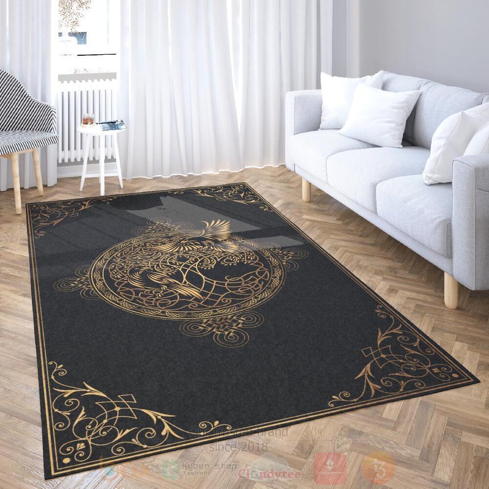 Odins ravens Huginn and Muninn Viking Area Rug 1