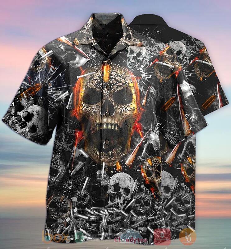 Oh My Skull and Bullet Hawaiian Shirt