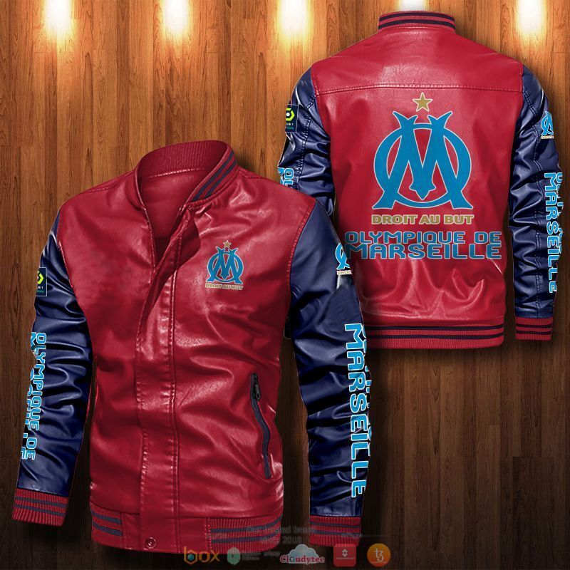 Olympique de Marseille Bomber Leather Jacket 6 Olympique de Marseille Bomber Leather Jacket 1 2 3 4