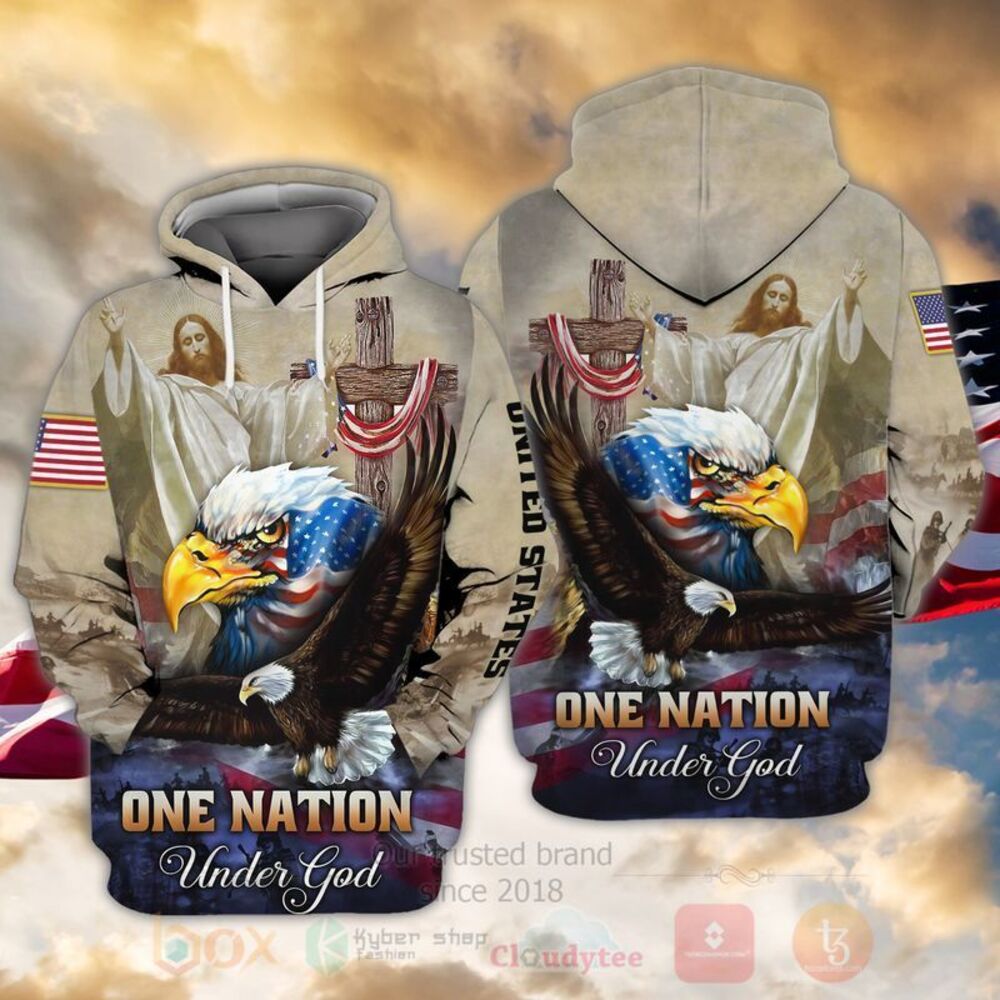 BEST One Nation Under God Eagle America Flag 3D Hodoie, Shirt 2 One Nation Under God Eagle America Flag 3D Hodoie Shirt 1