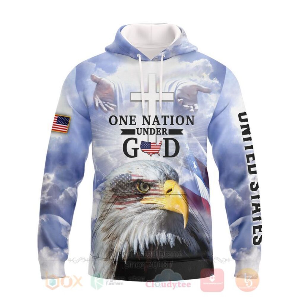 BEST One Nation Under God Eagle US Flag 3D All Over Printed Hoodie, Shirt 2 One Nation Under God Eagle US Flag 3D Hoodie Shirt 1
