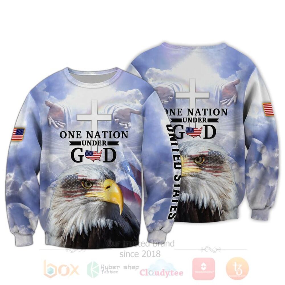 BEST One Nation Under God Eagle US Flag 3D All Over Printed Hoodie, Shirt 3 One Nation Under God Eagle US Flag 3D Hoodie Shirt 1 2