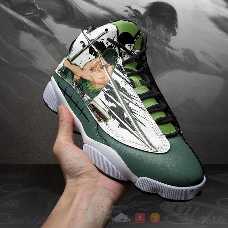 One Piece Roronoa Zoro Air Jordan 13 Sneaker shoes 4 One Piece Roronoa Zoro Air Jordan 13 Sneaker shoes 1 2 3