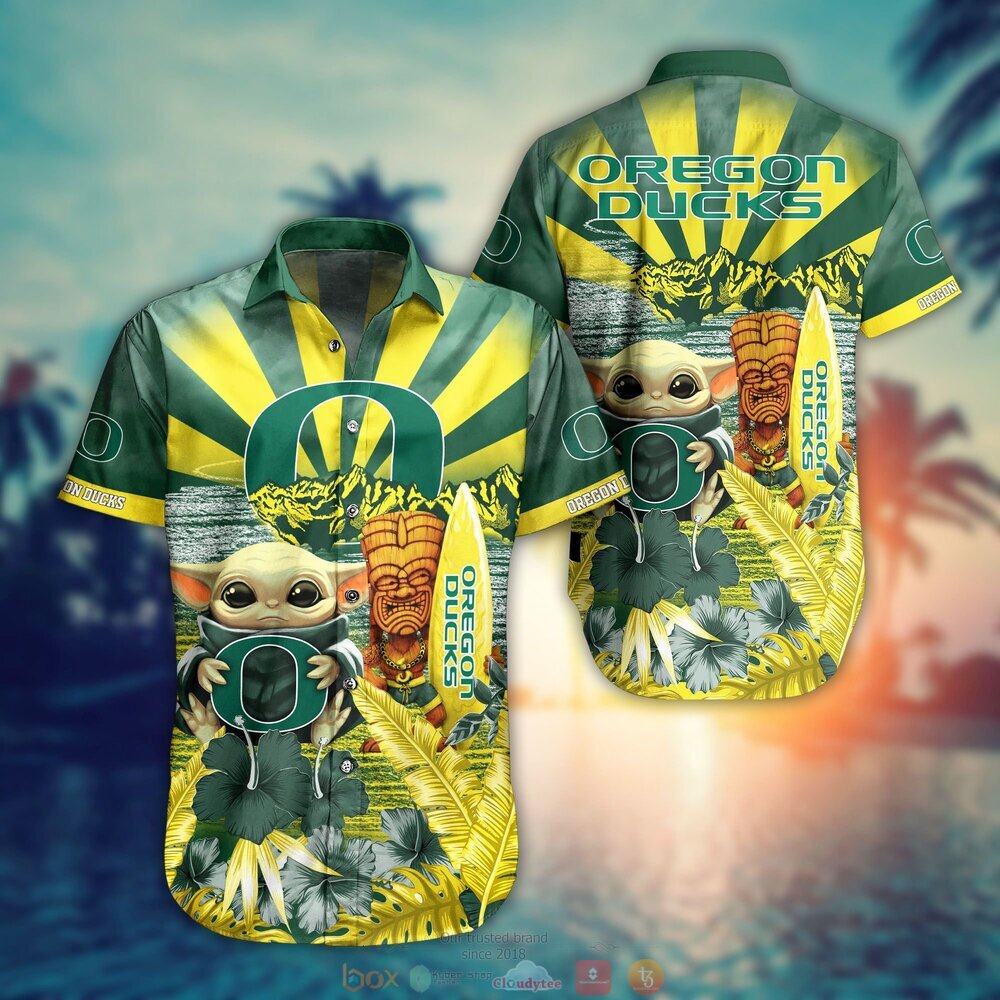 Oregon Ducks Baby Yoda NCAA Hawaiian Shirt, Shorts 1 Oregon Ducks NCAA Baby Yoda Hawaiian Shirt Shorts