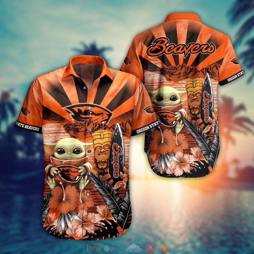 Oregon State Beavers Baby Yoda NCAA Hawaiian Shirt, Shorts 8 Oregon State Beavers NCAA Baby Yoda Hawaiian Shirt Shorts