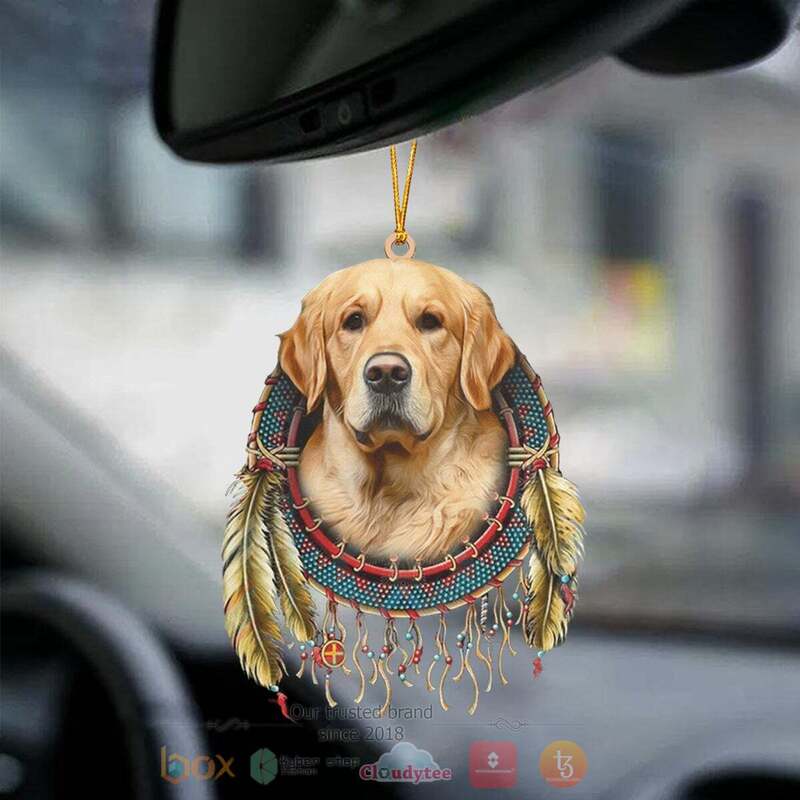 Golden Retriever In Dreamcatcher Car Ornament