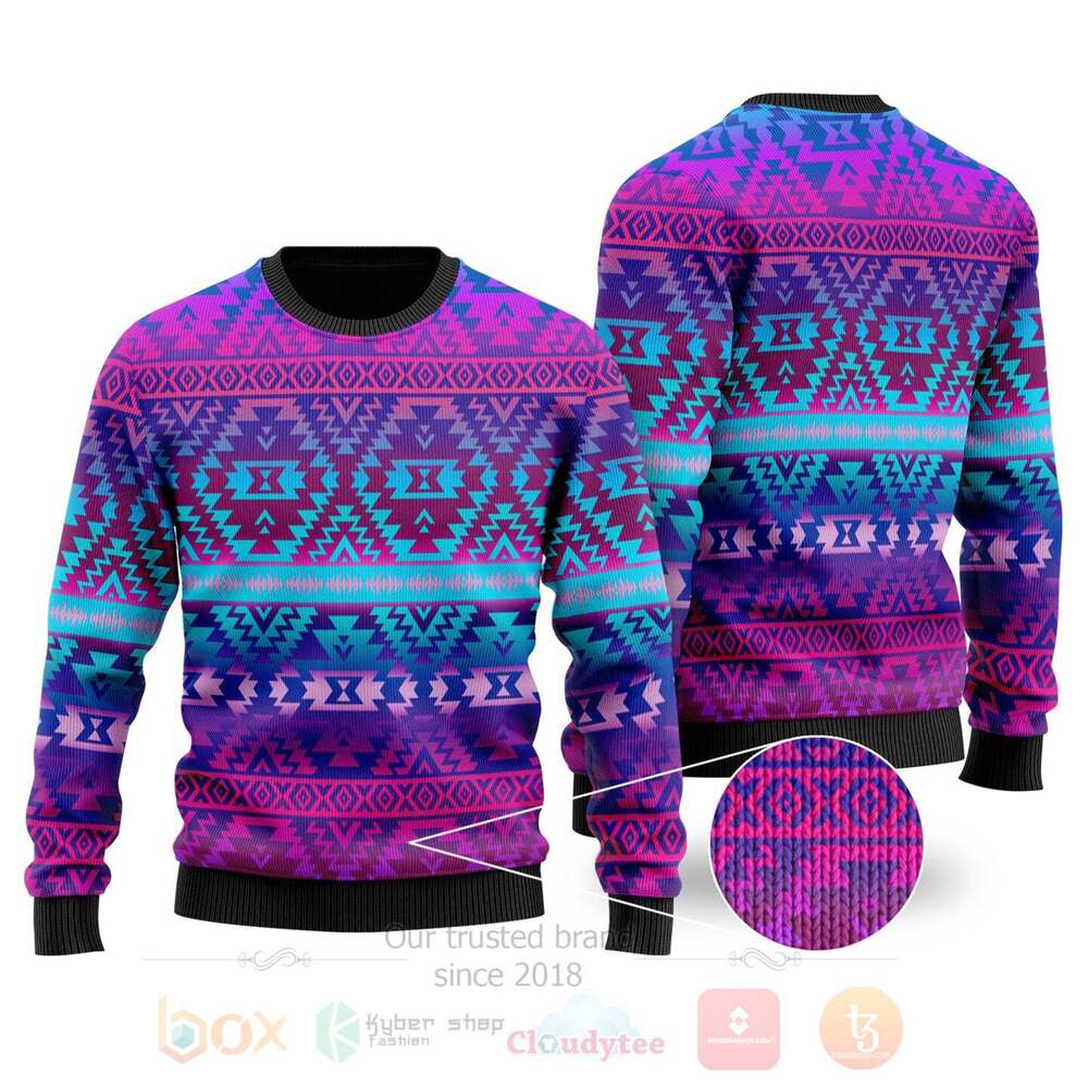 Pattern Native Tribals Purple Sweater