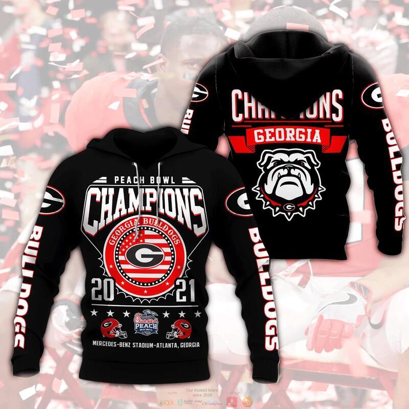 Peach bowl Champions 2021 Georgia Bulldog 3d shirt hoodie