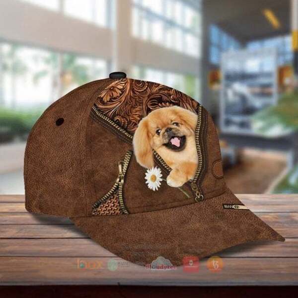 BEST Pekingese Holding Daisy Hat Cap 2 Pekingese Holding Daisy Cap Hat 1