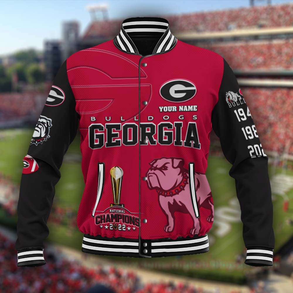 Personalized National Champions 2022 Georgia Bulldog Baseball Jacket 3 Personalized Georgia Bulldog National Champions 2022 Baseball Jacket 2