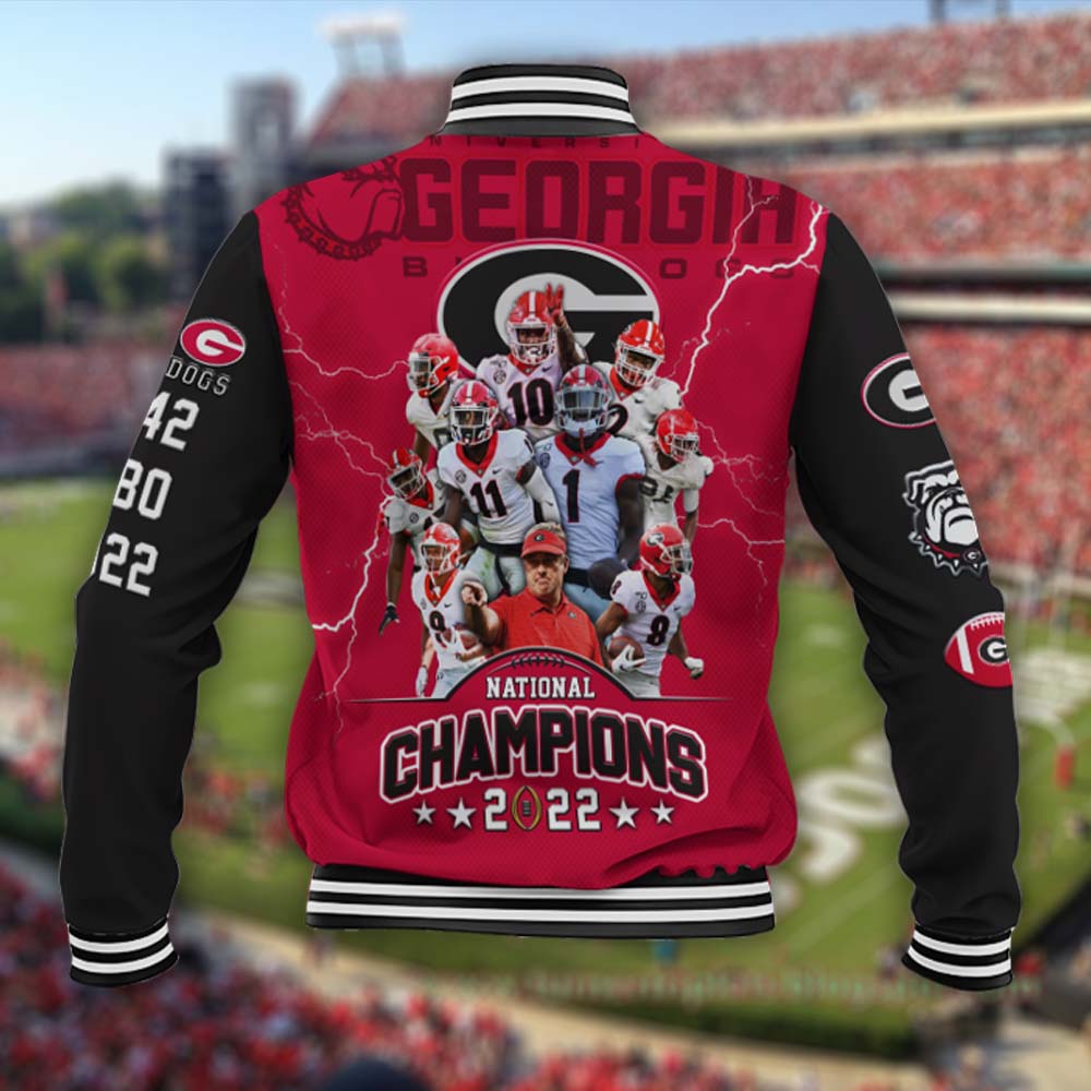 Personalized National Champions 2022 Georgia Bulldog Baseball Jacket 4 Personalized Georgia Bulldog National Champions 2022 Baseball Jacket 3