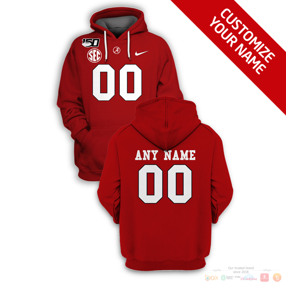 Personalized Alabama Crimson Tide SEC 150 Nike red custom 3d shirt hoodie