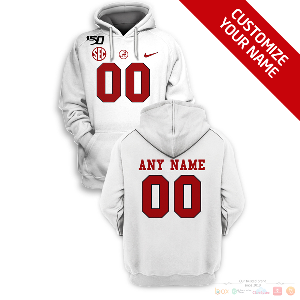 Personalized Alabama Crimson Tide SEC 150 Nike white custom jersey shirt, hoodie 1 Personalized Alabama Crimson Tide SEC 150 Nike white custom 3d shirt hoodie