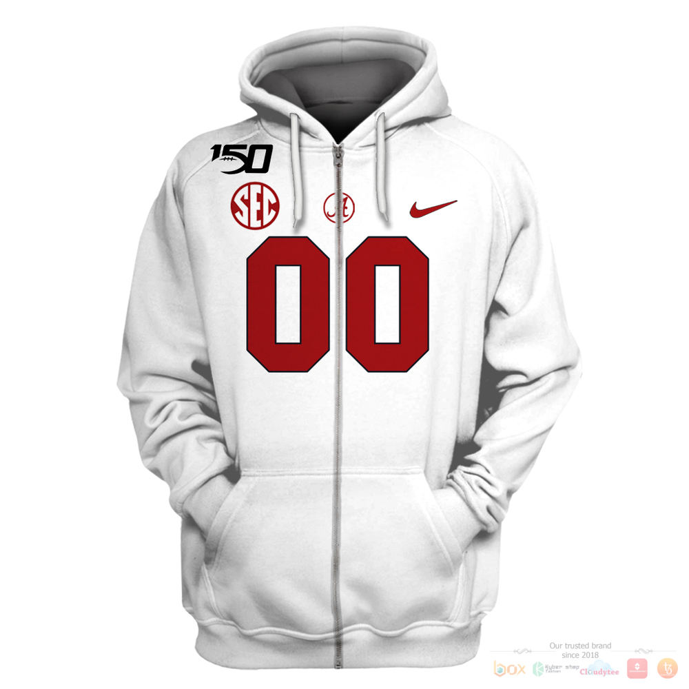 Personalized Alabama Crimson Tide SEC 150 Nike white custom jersey shirt, hoodie 2 Personalized Alabama Crimson Tide SEC 150 Nike white custom 3d shirt hoodie 1
