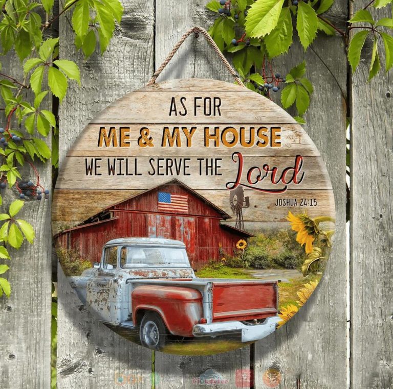 Personalized As for me my house we will serve Lord wood sign 1