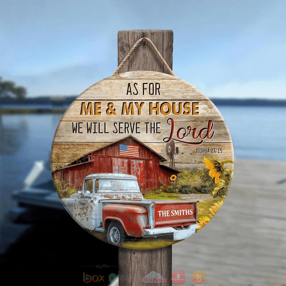 Personalized As for me my house we will serve Lord wood sign 1 2