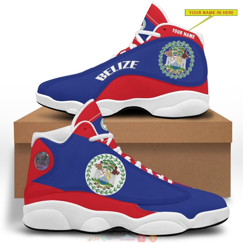 Coat of arms of Belize Personalized Air Jordan 13 sneaker 3 Personalized Coat of arms of Belize custom Air Jordan 13 shoes 1 2