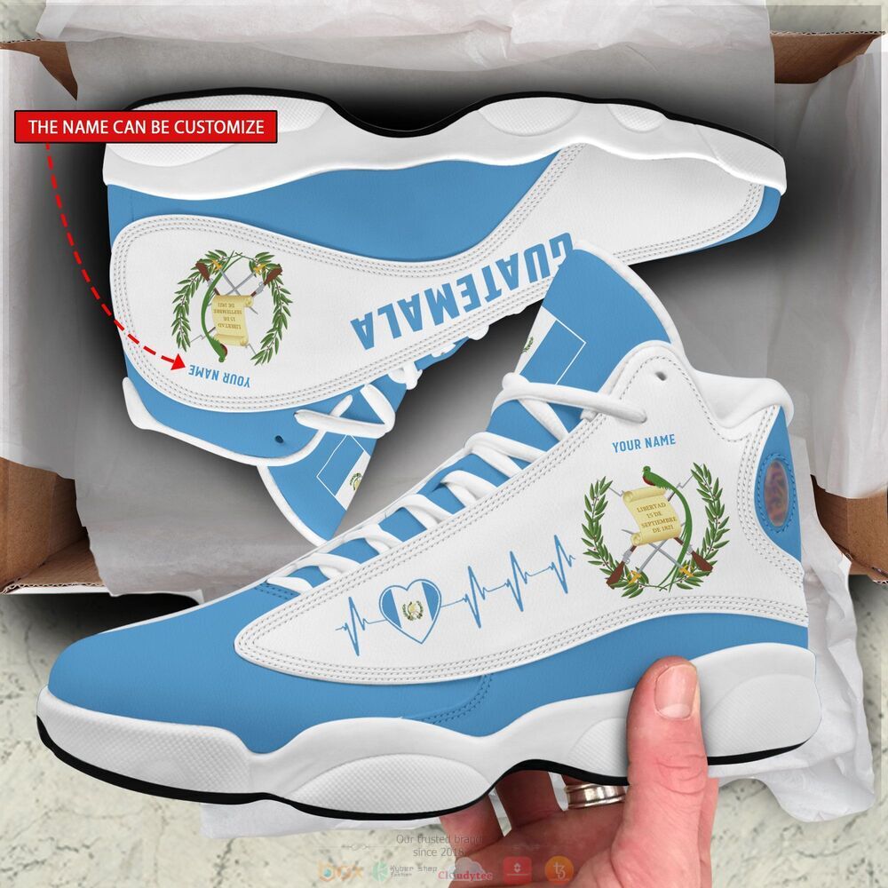 Personalized Coat of arms of Guatemala white blue custom Air Jordan 13 shoes 1
