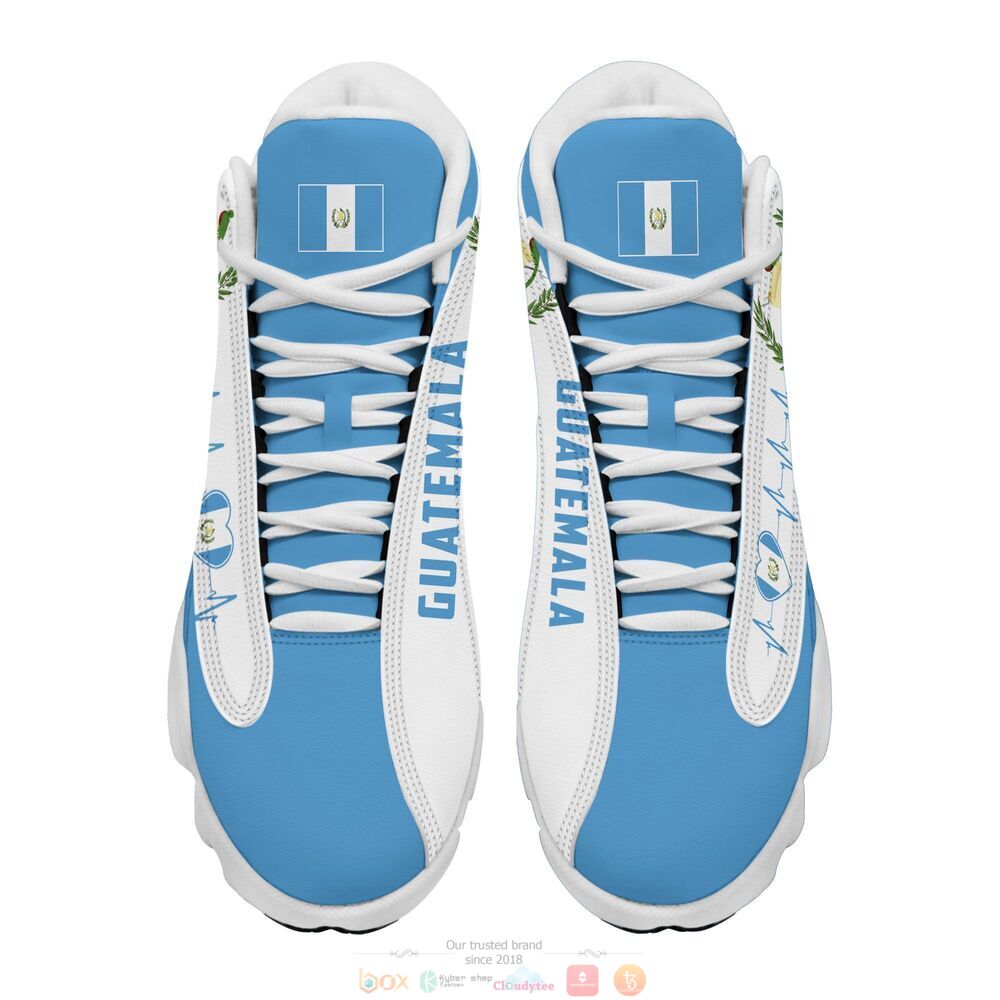 Personalized Coat of arms of Guatemala white blue custom Air Jordan 13 shoes 1 2