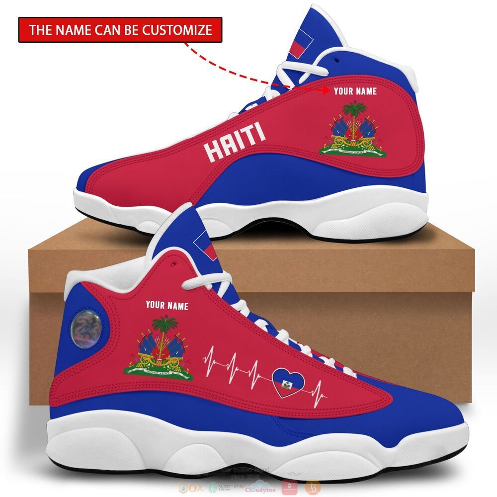 Coat of arms of Haiti blue red Personalized Air Jordan 13 sneaker 8 Personalized Coat of arms of Haiti blue red custom Air Jordan 13 shoes