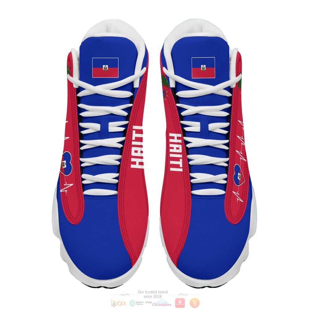 Personalized Coat of arms of Haiti blue red custom Air Jordan 13 shoes 1 2