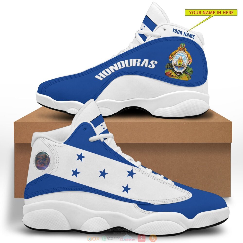 Coat of arms of Honduras flag Personalized Air Jordan 13 sneaker 7 Personalized Coat of arms of Honduras flag custom Air Jordan 13 shoes