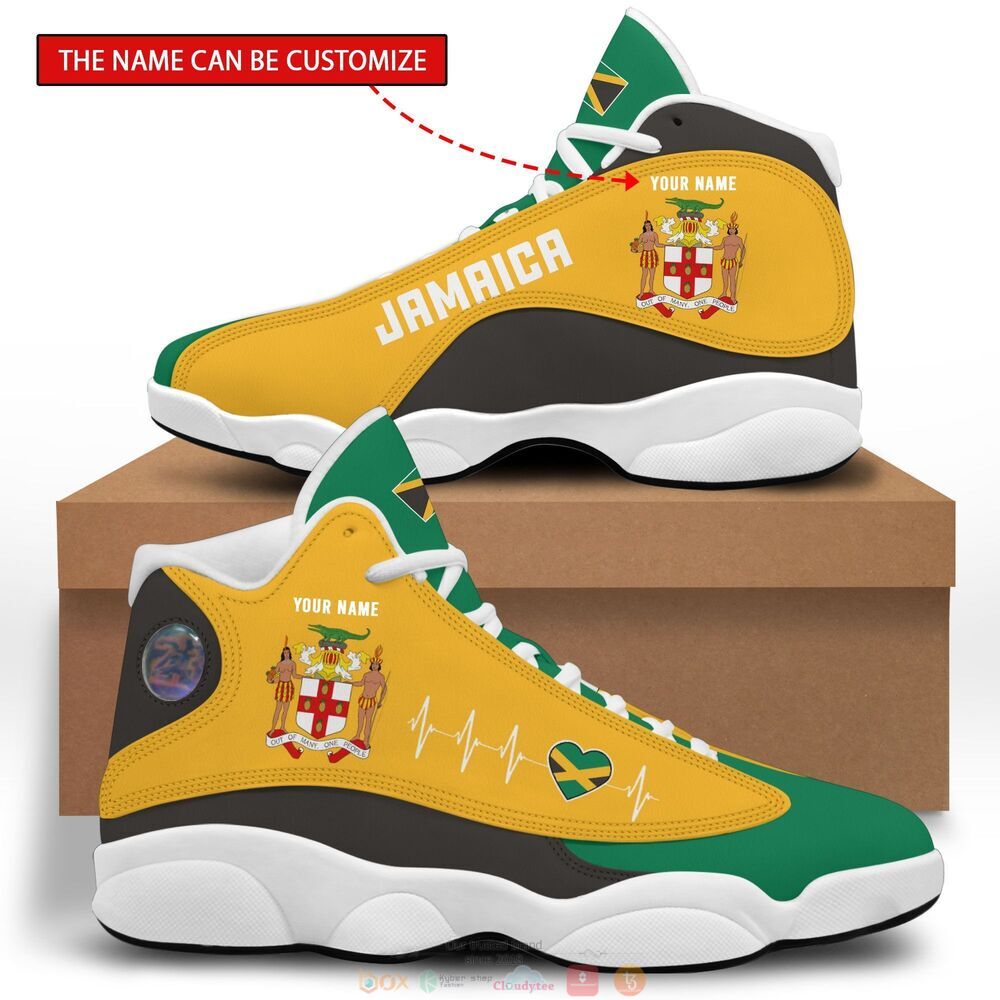 Coat of arms of Jamaica Personalized Air Jordan 13 sneaker 6 Personalized Coat of arms of Jamaica custom Air Jordan 13 shoes