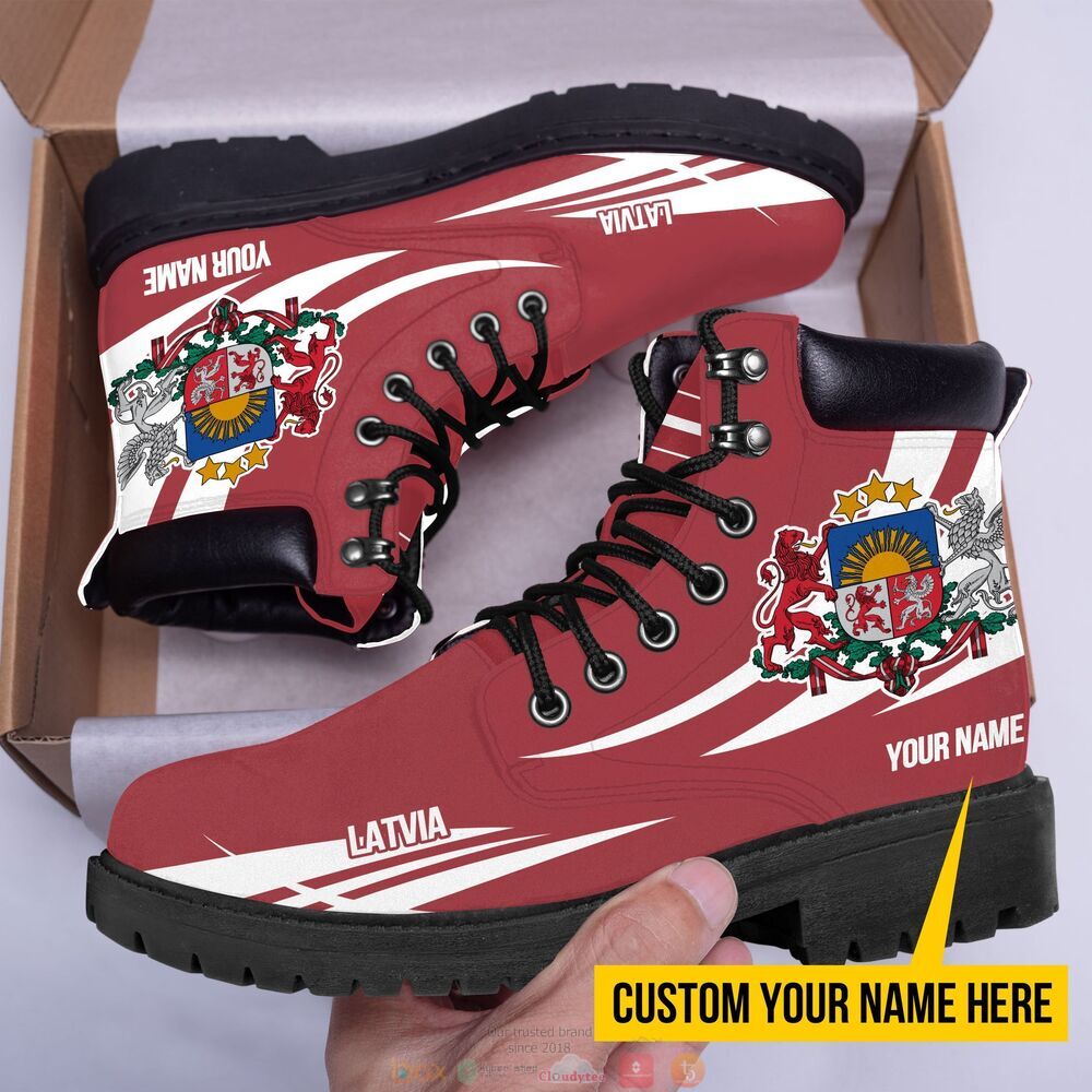 Coat of arms of Latvia Personalized Timberland boots 2 Personalized Coat of arms of Latvia custom Timberland boot 1