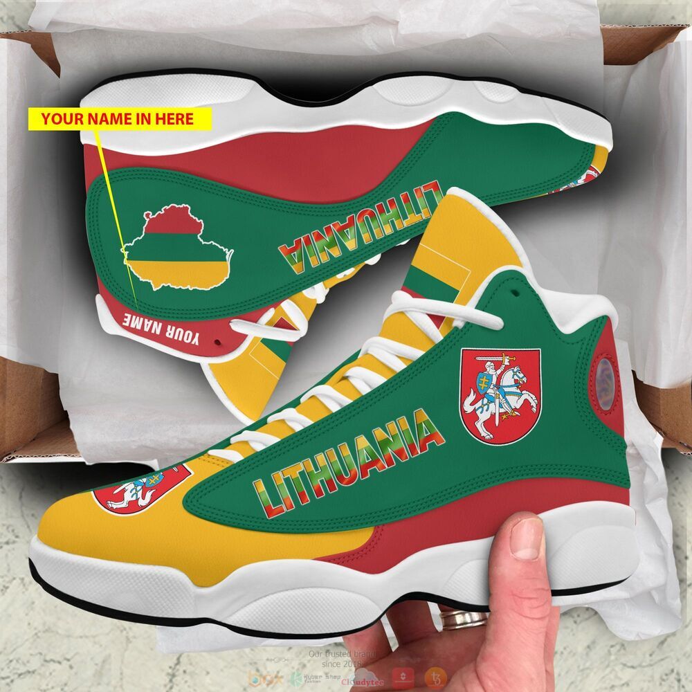 Personalized Coat of arms of Lithuania map custom Air Jordan 13 shoes