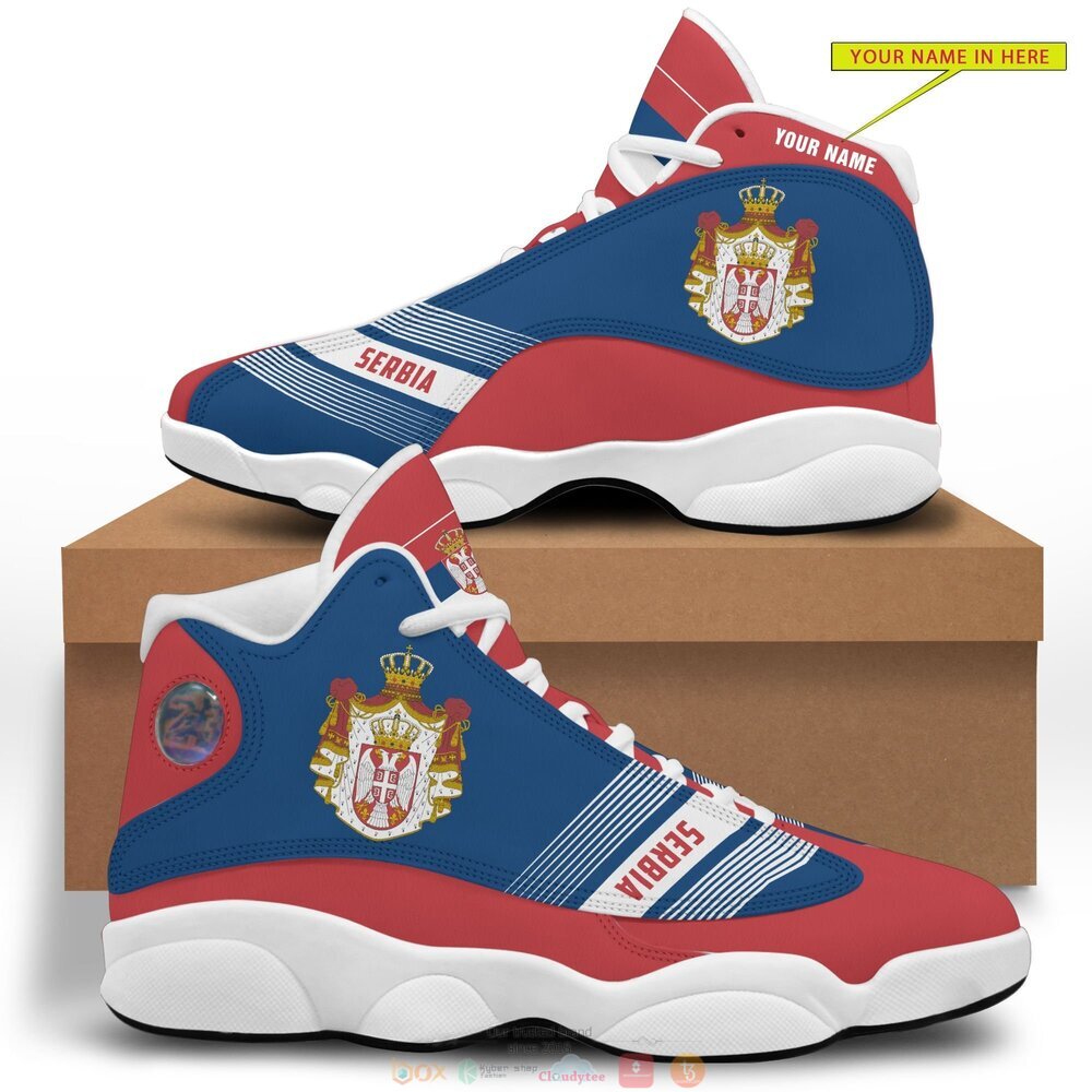 Personalized Coat of arms of Serbia red blue custom Air Jordan 13 shoes