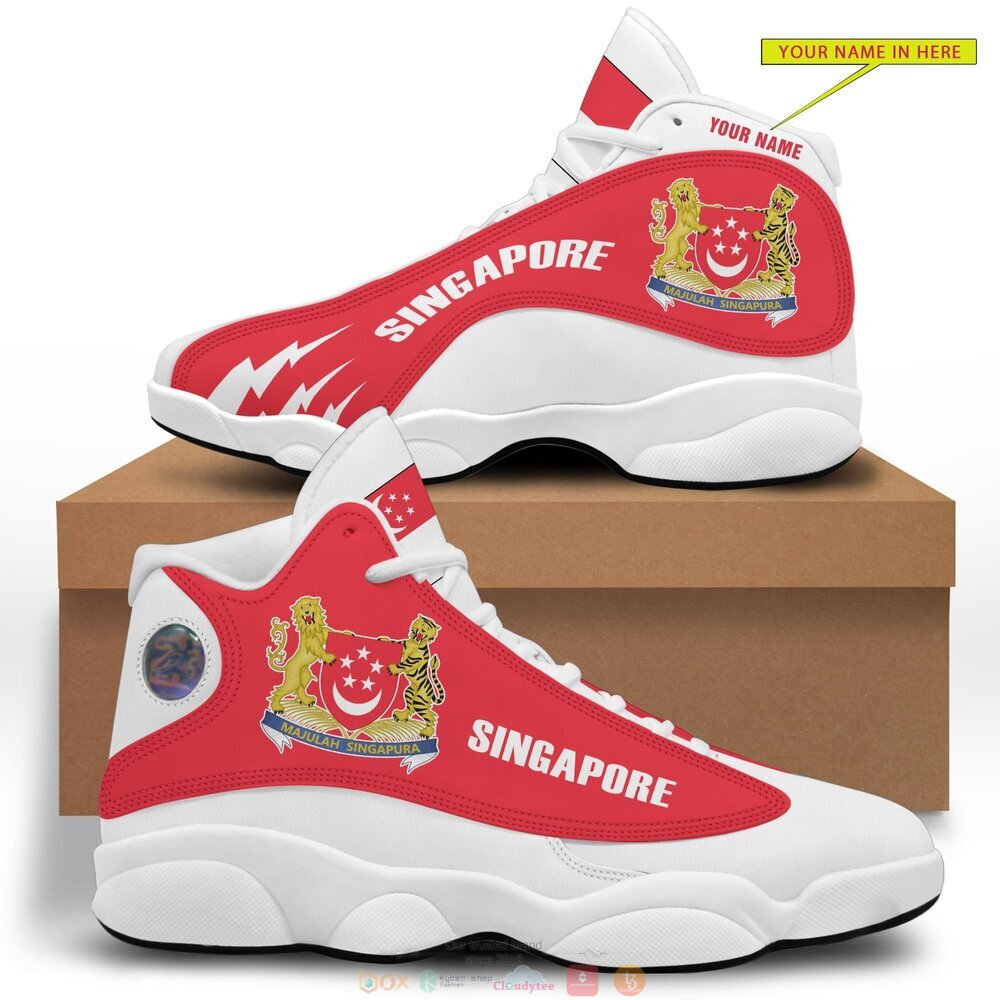 Coat of arms of Singapore Personalized Air Jordan 13 sneaker 2 Personalized Coat of arms of Singapore custom Air Jordan 13 shoes 1
