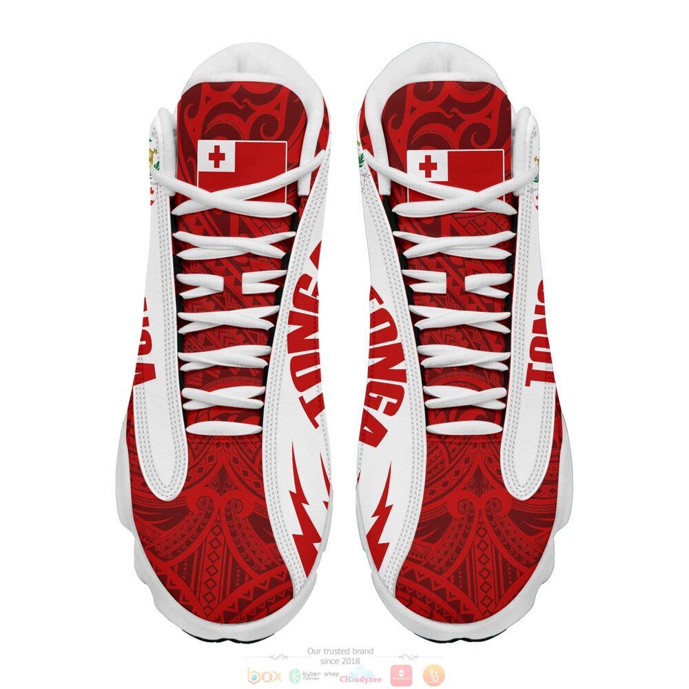Personalized Coat of arms of Tonga red white custom Air Jordan 13 shoes