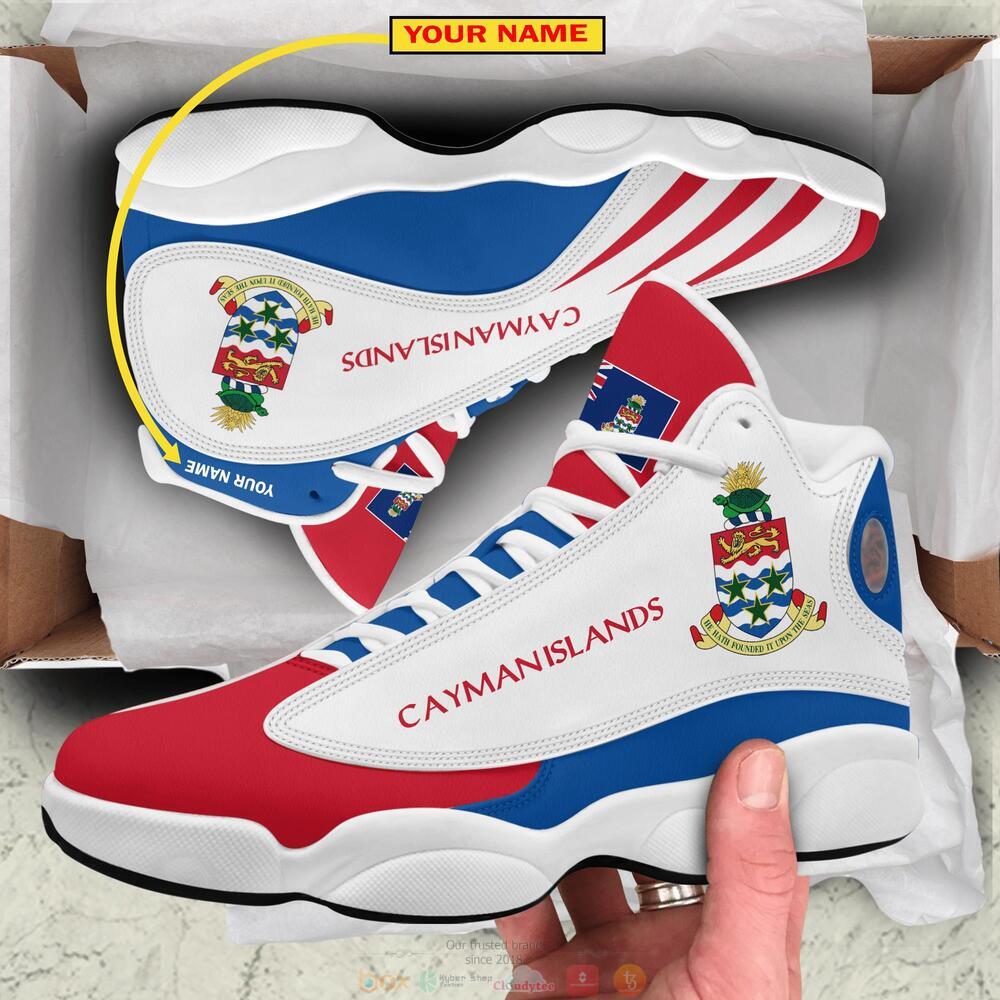 Coat of arms of the Cayman Islands white red Personalized Air Jordan 13 sneaker 3 Personalized Coat of arms of the Cayman Islands white red custom Air Jordan 13 shoes 1 2
