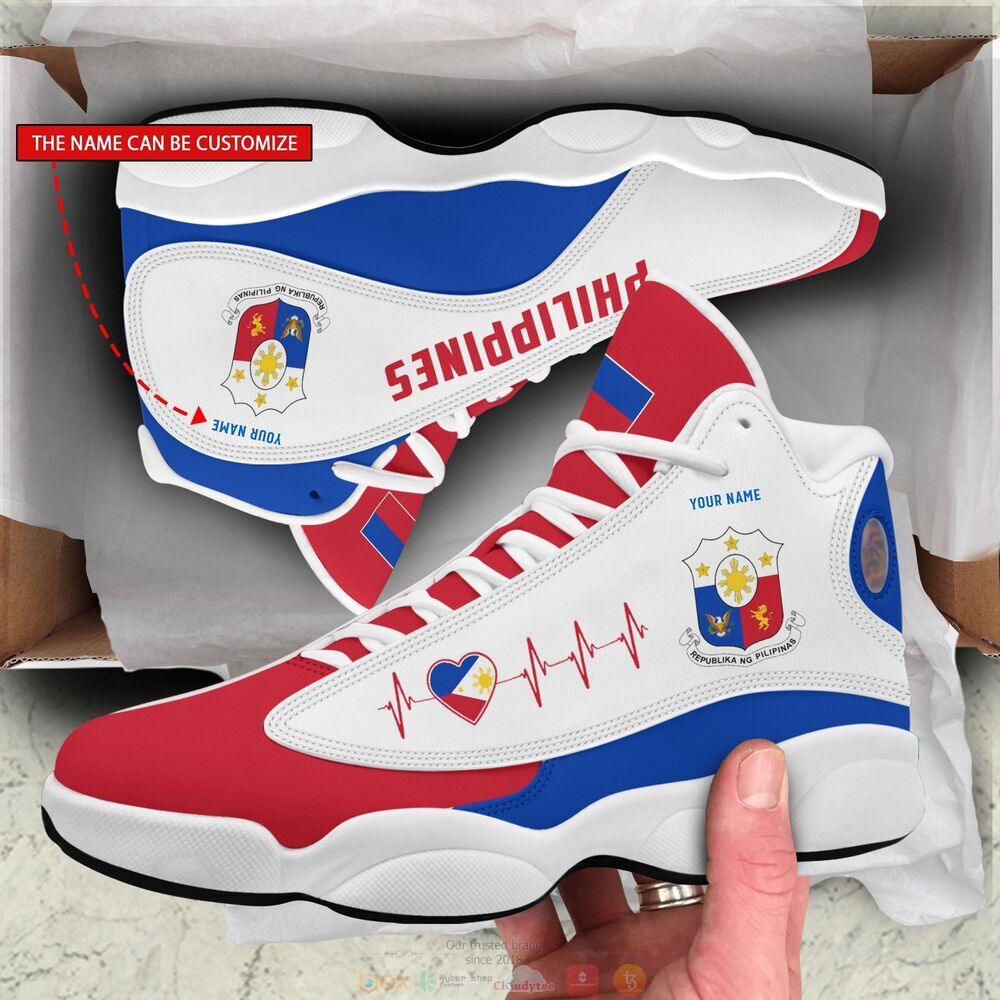Coat of arms of the Philippines flag Personalized Air Jordan 13 sneaker 2 Personalized Coat of arms of the Philippines flag custom Air Jordan 13 shoes 1