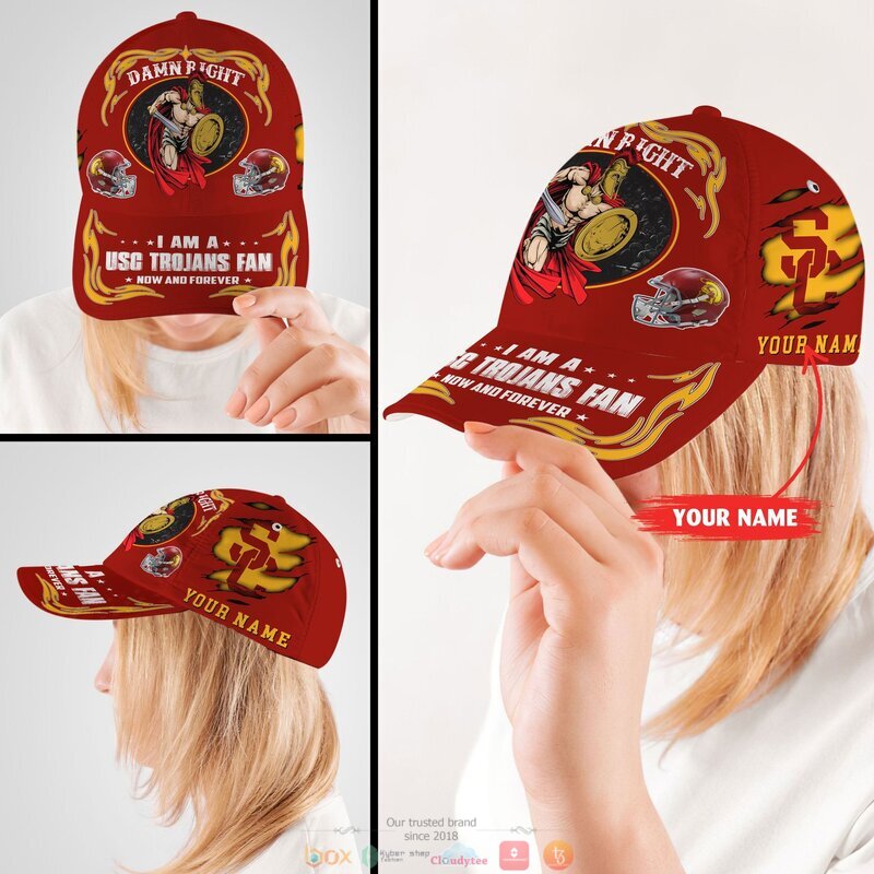 Personalized Damn Right I am a USC Trojans fan now and forever custom cap 1