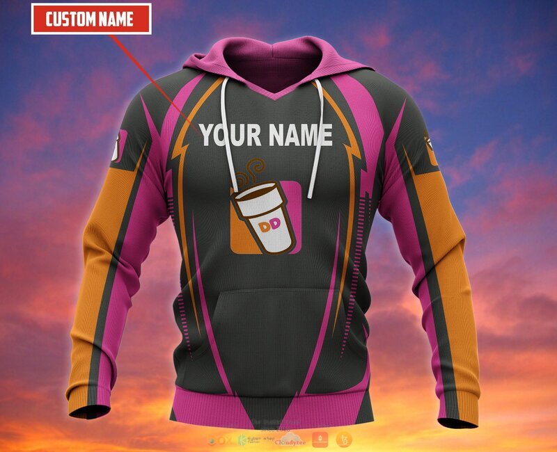 Personalized Dunkin Donuts Grey Pink Custom All Over Print 3d Hoodie