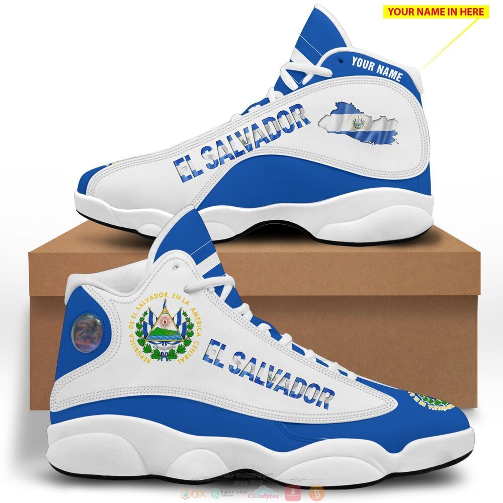 Personalized El Salvador blue white custom Air Jordan 13 shoes 1