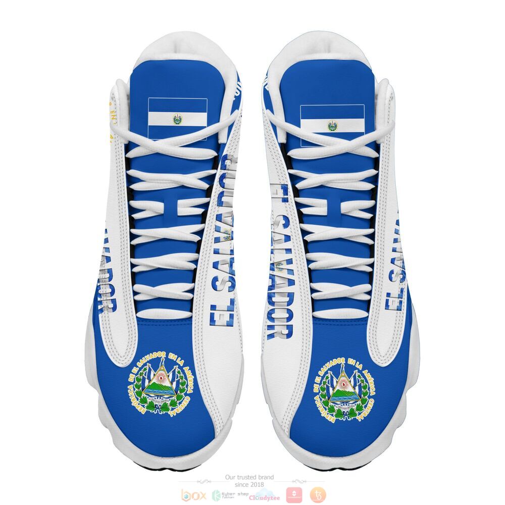 Personalized El Salvador blue white custom Air Jordan 13 shoes 1 2