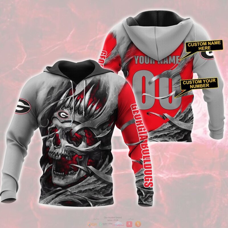 Personalized Georgia Bulldog skull custom 3d shirt hoodie