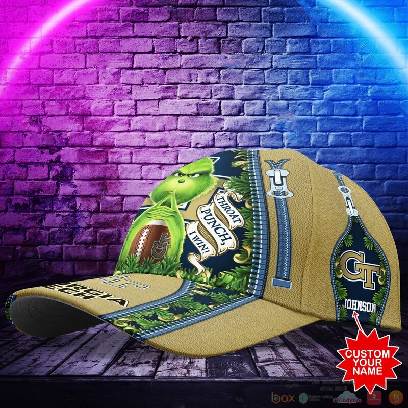 Personalized Georgia Tech Yellow Jackets NCAA Grinch Cap 2 Personalized Grinch Georgia Tech Yellow Jackets NCAA Custom Cap 1