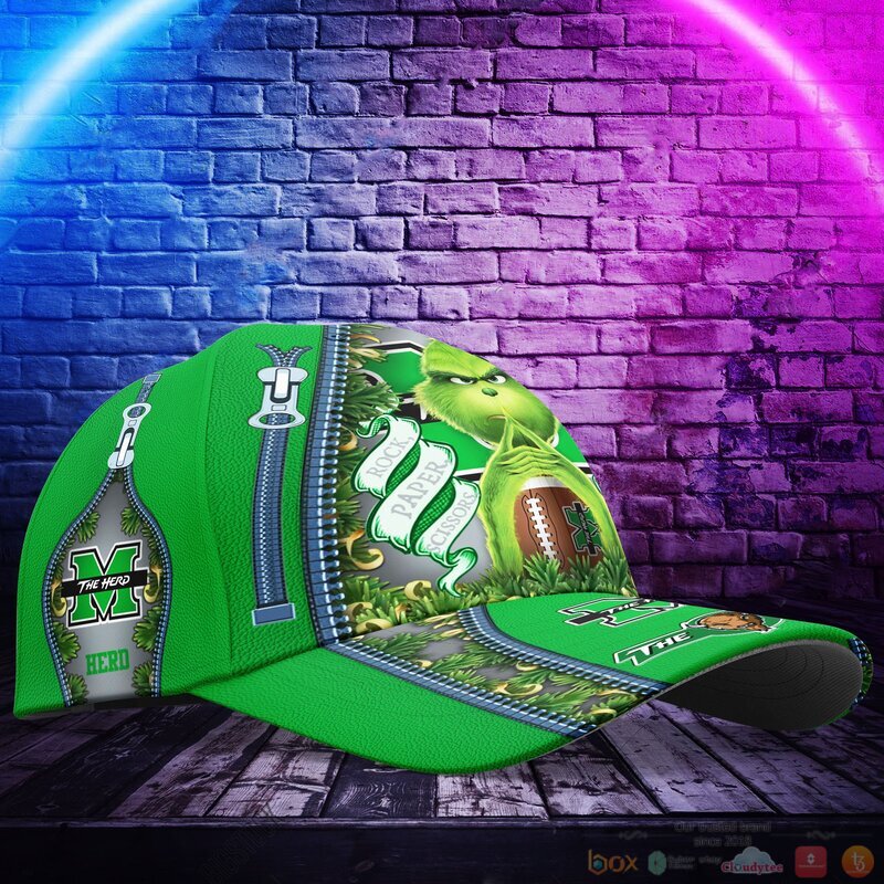 Personalized Marshall Thundering Herd NCAA Grinch Cap 3 Personalized Grinch Marshall Thundering Herd NCAA Custom Cap 1 2