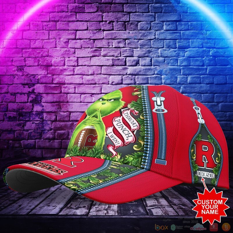 Personalized Rutgers Scarlet Knights NCAA Grinch Cap 2 Personalized Grinch Rutgers Scarlet Knights NCAA Custom Cap 1
