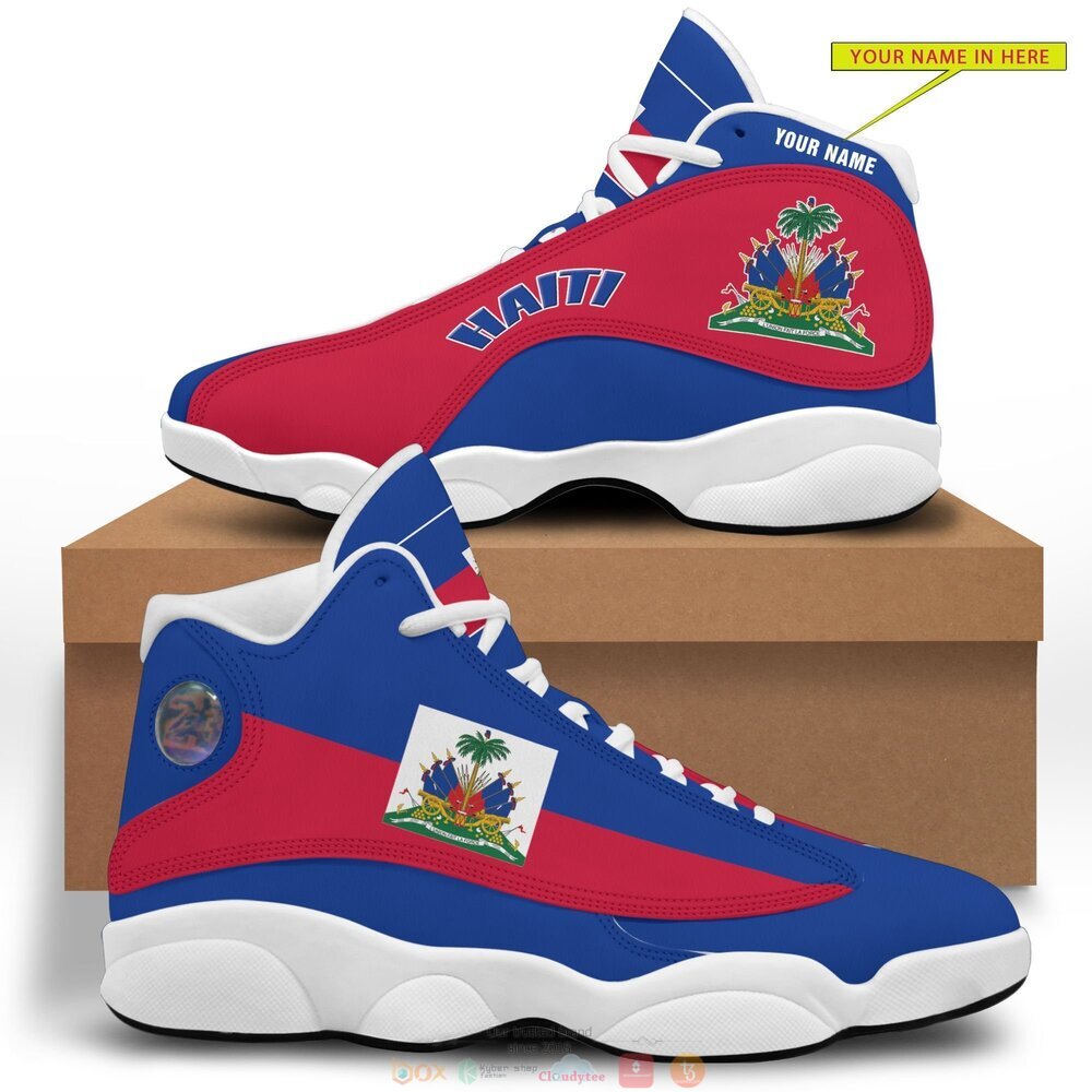 Personalized Haiti blue red custom Air Jordan 13 shoes