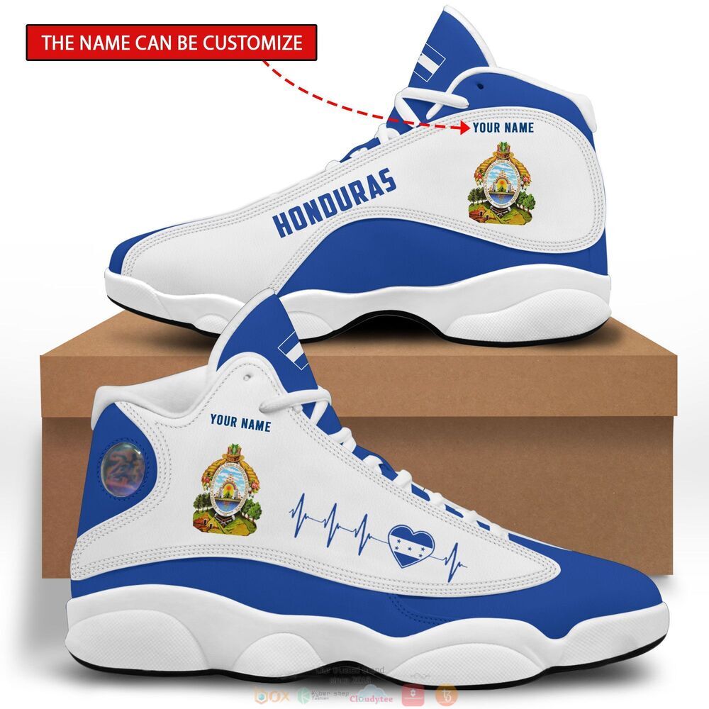 Honduras white blue Personalized Air Jordan 13 sneaker 1 Personalized Honduras white blue custom Air Jordan 13 shoes
