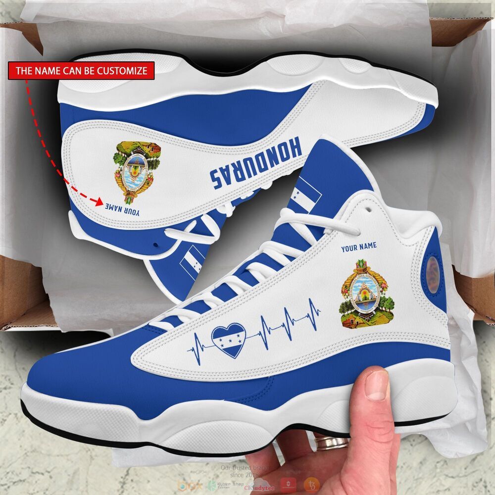 Honduras white blue Personalized Air Jordan 13 sneaker 2 Personalized Honduras white blue custom Air Jordan 13 shoes 1