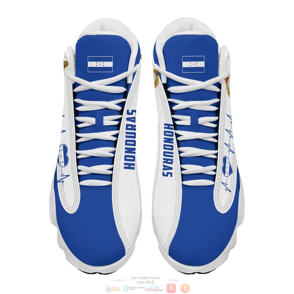 Honduras white blue Personalized Air Jordan 13 sneaker 3 Personalized Honduras white blue custom Air Jordan 13 shoes 1 2