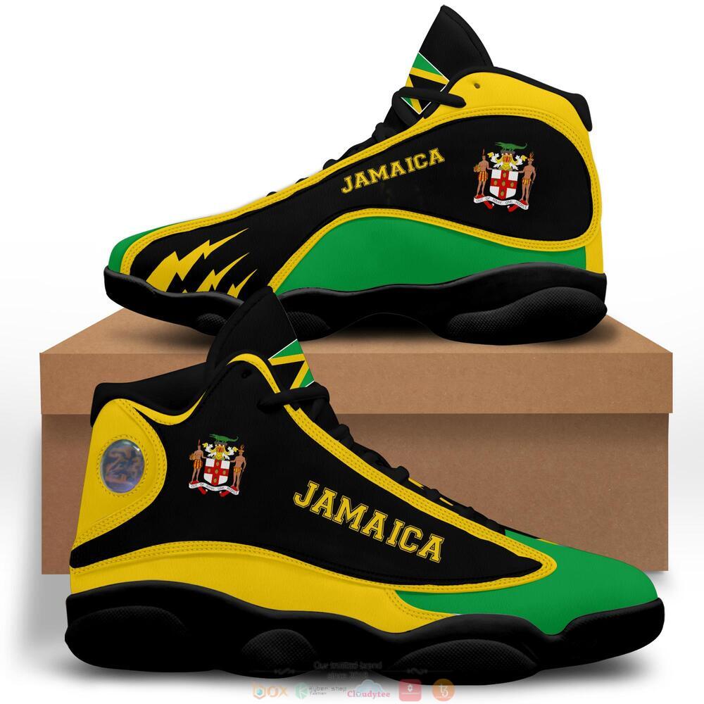 Personalized Jamaica black green custom Air Jordan 13 shoes 1 2 3