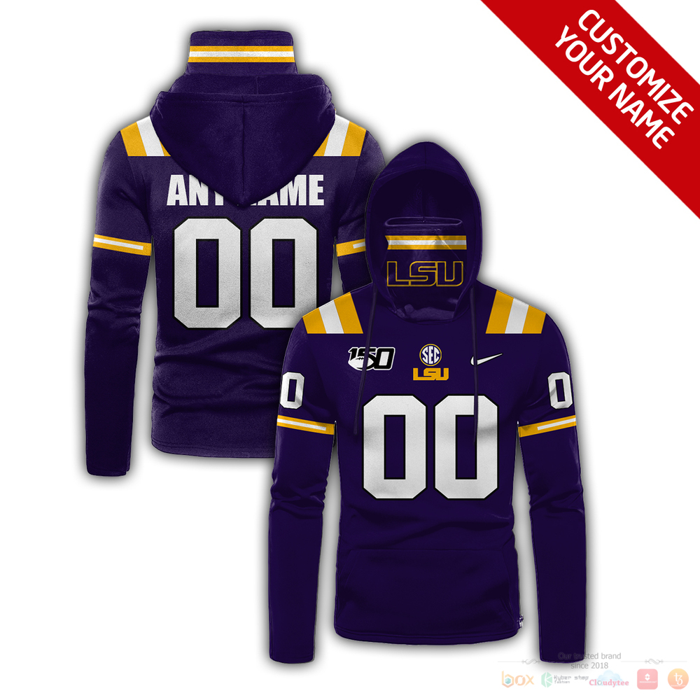 Personalized LSU Tigers SEC Nike purple custom hoodie mask