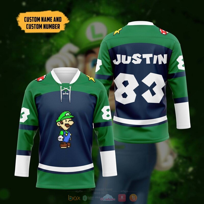 Personalized Luigi Sports Hockey Jersey 4 Personalized Luigi Sports Hockey Jersey 1 2 3